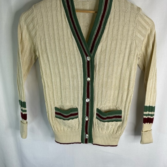 Vintage 70s John Newcombe Interwoven Tennis Cardigan Sweater Mens Sz M USA RARE! - Picture 2 of 4